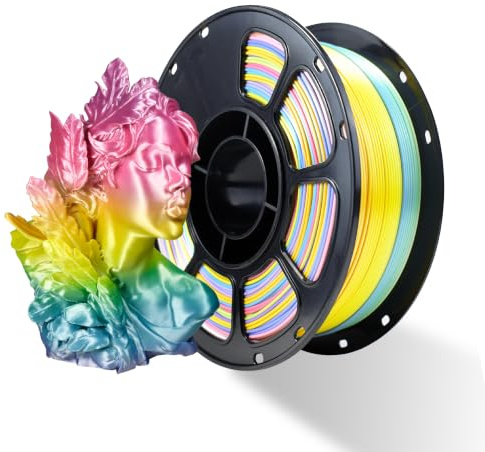 iBOSS PLA+ Regenbogenseide Filament, Mehrfarbiges 3D-Druckerfilament PLA PLUS, Maßgenauigkeit 1,75mm +/- 0,02mm, 1KG Filamentspule für 3D-Drucker, Mini-Regenbogenseide