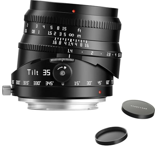 TTArtisan 35 mm F1.4 Tilt Shift Objetivo APS-C con MFokus para Cámaras sin Espejo con E-Mount A7 A7II A7R A7S A9 (APS-C): A5000 A6600 NEX-3 NEX-5 y más