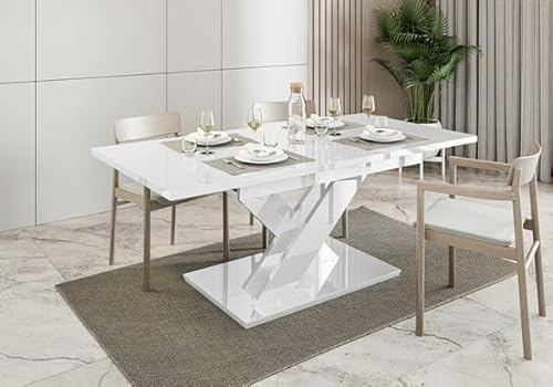 Generisch Esstisch Bronx, Stilvoll Ausziehbar Esszimmertisch, Design Tisch, Esszimmer (Weißglanz)