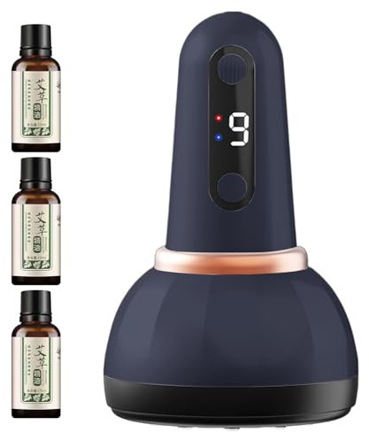 Masseur de thérapie électrique, ensemble de ventouses électriques Sha Cupping Set, machine à couper l'aspirateur, 9 modes outil de grattage de vibration pour le cou, l'épaule,l'abdomen,les cuisses