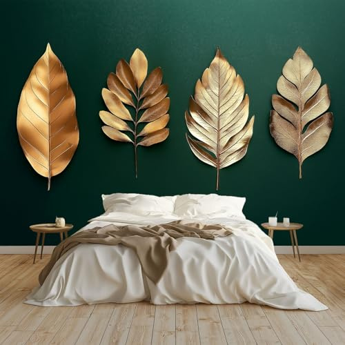 Art Fototapete Metallisches Blattgold Vlies Tapeten 200x140 cm Moderne Wandtapete Wohnzimmer Schlafzimmer Wandbilder Wand, Dunkelgrün