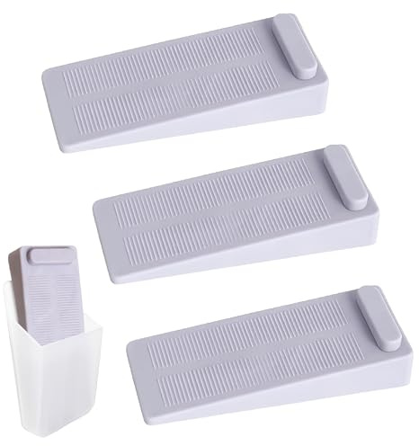 Oruiiju 4 Stück türstopper boden,Gummi Türstopper Keil | Höhenverstellbar & Stapelbar für Alle Böden & Türen | Anti-Rutsch, Kratzschutz für Parkett, Fliesen, Teppich | Inkl. Aufbewahrungshalter (Grau)