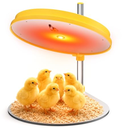 Wärmeplatte Küken,Kükenwärmer Wärmelampe mit LED-Licht,Heizplatte für Kükenaufzucht,45W Regelbare Temperatur Heizplatte Küken, Digitalanzeige Wärmeplatte Hühner für 15-20 Küken