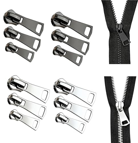 Reißverschluss Reparatur Set, 12 Stück Reisverschluss-Zipper Ersatz, Ersatz Zipper FürReißverschluss, #3#5#8 Reißverschluss-Schieber in Schwarz & Silber, Passend Für Jacken, Koffer, Mäntel