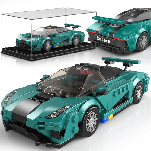 Mould King 27135 Speed Champions Klemmbausteine Auto, Supersportwagen Bausteine mit Acryl Vitrine, Modellautos zum Sammeln für Erwachsene (383 Teile)