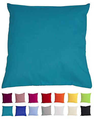 beties Basic Kissenbezug ca. 40x40 cm Kissenhülle 100% Baumwolle in vielen fröhlichen Uni-Farben (Petrol)