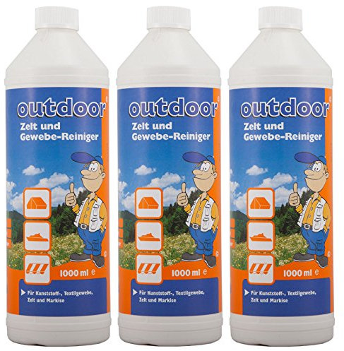 3 x 1 Liter Outdoor Zelt & Gewebe Reiniger PE Polyester Markisenreiniger Boot Textil Kunststoff