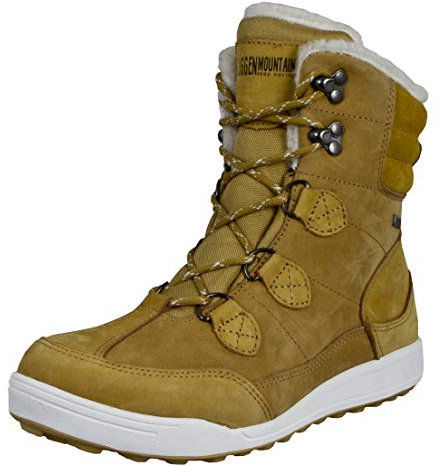 GUGGEN Mountain HPC57 Damen Fellstiefel gefüttert mit echtem Lammfell und Leder Winterstiefel Lammfellstiefel Winterschuhe Echtleder Leder Stiefel wasserdicht mit Membran Braun, EU 41