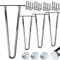STAHLIA Haarnadel Tischbeine Möbelfuß Höhe 45cm Chrom (4er SET) 2 Streben Ø12mm Tischgestell Hairpin Leg Möbelfüße Schalldämmung inkl. Bodenschoner