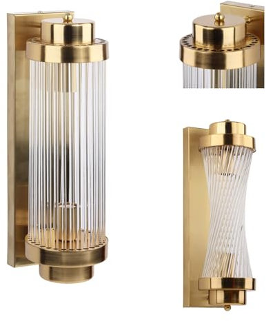 Pevfeciy Applique Murale Doré Lampe Art Deco Applique Murale en cristal Vintage pour Chambre à Coucher Couloir Salon, H-40cm, LED-E14