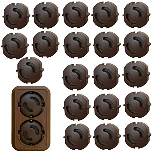 Meloplam - Steckdosenschutz Kindersicherung zum Stecken für Steckdosen Steckdosenabdeckung - Steckbare Steckdosen Kappe (braun x 20)
