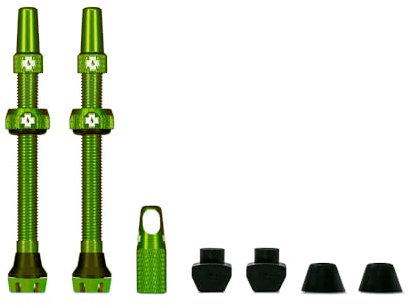 Muc-Off Set de Válvula Presta para Tubeless, Verde, 60 mm - Válvula de Bicicleta Sin Fugas Con Herramienta de Extracción de Núcleo de Válvula Integrada