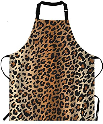 Moslion Schürze mit Leopardenmuster,verstellbarer Hals,Latzschürze für Männer und Frauen,geeignet für Küche,Kochen,Kellnerin,Kochschürze