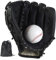 LeapBeast Baseball Handschuhe, Softball Handschuhe mit 1 Ball, Baseball Training Wettbewerb Handschuh Verdicken Dauerhaft Softballhandschuhe für Kinder Erwachsene (Schwarz, 12,5 Zoll)