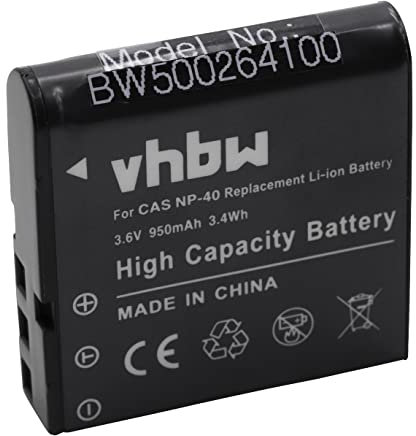 vhbw Akku kompatibel mit Casio Exilim EX Serie Z40, Z25, Z600, Z30, Z57, Z50, Z55, Z450, Z500, Z300, Z400 Kamera (950 mAh, 3,6 V, Li-Ion)