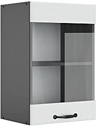 Vicco Küchenglasschrank R-Line, Glashängeschrank, Weiß Landhaus/Anthrazit, 40 cm
