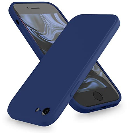 Etuano Coque de protection en silicone ultra fine pour iPhone 8, iPhone 7, iPhone Se2 et Se3, avec microfibre - Bleu