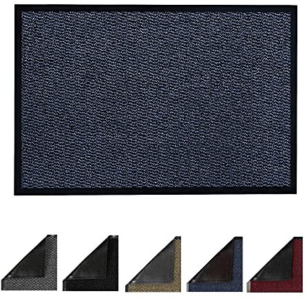 JKZ RUG AND DOORMATS Door Mats Non-slip Barrier Mat Indoor/Outdoor Kitchen Mat Heavy Duty Material Rubber Backed Door Mat Super Absorbent Small Large Barrier Mats Rugs (90 x 150 cm, Blue)