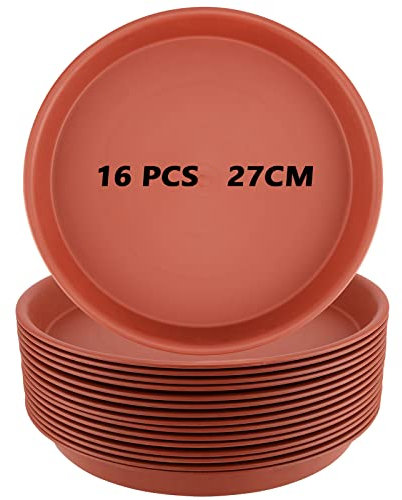 ZOENHOU 16 Pack 27CM Plant Saucers, Thickened Plastic Plant Pot Saucers Planter Flower Drip Trays for Indoor Outdoor Garden
