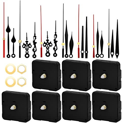 PTJJXA 7 Pack Clock Mechanisms Battery Powered, Silent Quartz Movement Long and Short Shaft, Wall Mechanism Replacement for Motor DIY Repair