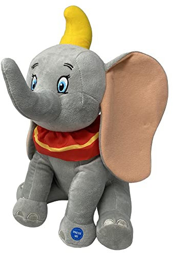 CARTOON Plüschtier Dumbo, Disney, Puppe mit Sound, 30 cm, Elefant Sitz, grau - 9273-2