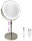 WITFAMILY 8'' höhenverstellbarer 1x/10x Tischspiegel, wiederaufladbarer Stand-Makeup-Spiegel mit 3 Farbmodi und Einstellbarer Helligkeit (Nickel)
