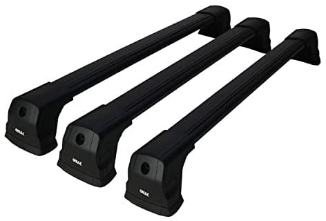 OMAC Dachträger Grundtäger kompatibel mit VW ID.Buzz 2022-2025 Aluminium 75kg Schwarz 3tlg Fixpunkte für Fahrradträger, Dachboxen, Skiträger Abschließbar