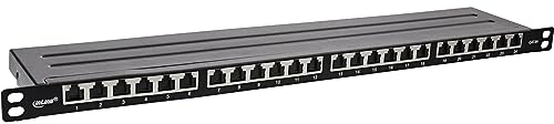 InLine® 19 Patchfeld Cat.6A 0,5 HE 24-Fach, mit Staubschutz, schwarz