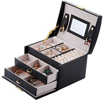 AVFORA Schrankmontierte Aufbewahrung, hohe Kapazität, doppellagige Schmuck-Aufbewahrungsbox, Multifunktions-Schmuck-Organizer, Halskette, Ohrringe, Armbänder, Display-Halter, Geschenkbox