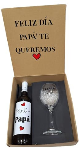 Caja Regalo Dia del Padre con Copa y Botella de vino