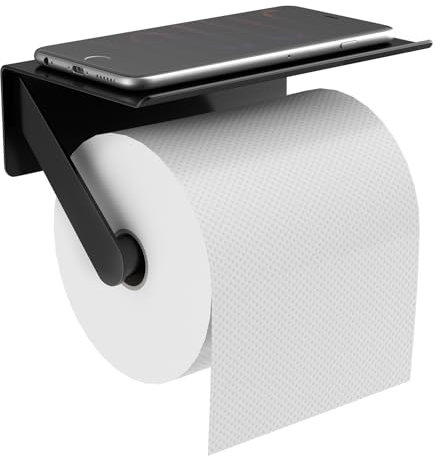 Dailyart Toilettenpapierhalter Ohne Bohren- Selbstklebend Toilettenpapierhalter mit Ablage- Klopapierhalter Wandmontage WC Papier Halterung Toilettenpapierhalter für Küche und Badzimmer Schwarz