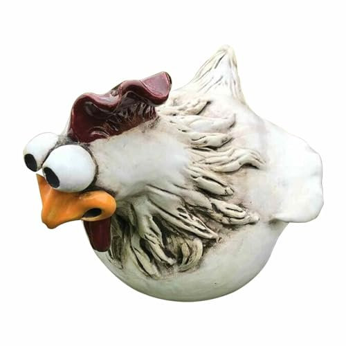 Walopola Hühner Deko Gartendeko Für Draußen Figuren, Huhn Deko Garten, Keramik Huhn Gartendeko, Deko Hühner Figuren Garten Und Balkon Dekorationen, Lustiger Harz Hahn Outdoor Statuen