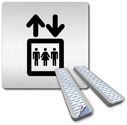 Türschilder24 Cartello XXL – Targa per porta • 125 x 125 mm • Ascensore • 1,5 mm in alluminio pieno • 100% Made in Germany (sauna)