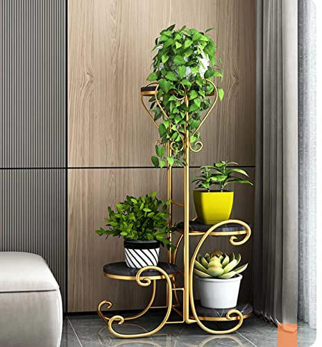 GSHAOBEN Blumenständer aus Schmiedeeisen im europäischen Stil, bodenstehende Pflanzendekoration, hochwertiges Blumentopfregal aus Schmiedeeisen für den Balkon