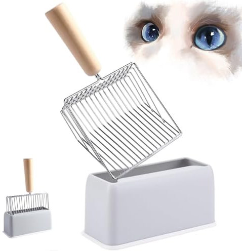 JUXINE Pelle à litière pour chat avec support, pelle à litière en métal pour chat (pelle en métal avec boîte)