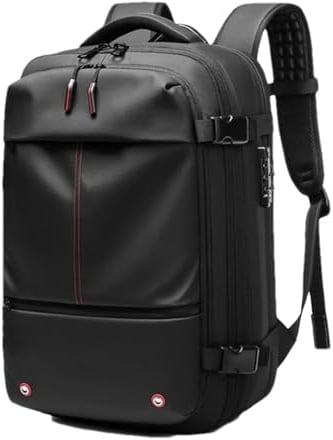 Vakuumrucksack für Reisen, erweiterbarer Rucksack 60 Liter mit Vakuumkompression, Vakuumverpackung, trockene und nasse Trennung, ausgestattet mit Schloss Kombination Anti-Diebstahl Zoll, Schwarz ,