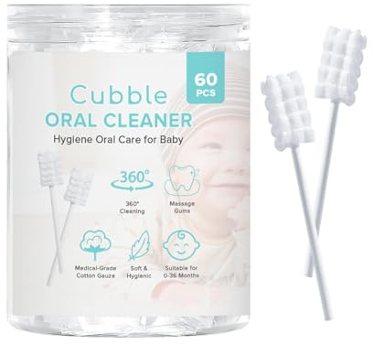 Cubble Baby Tongue Cleaner, 60pcs, Disposable Infant Toothbrush, Hygiene Oral Care Oral Wipes for Baby and Infant