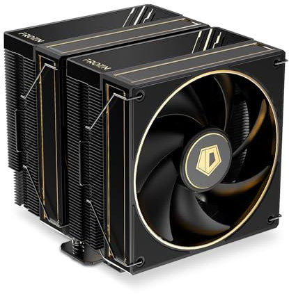 ID-COOLING FROZN A620 GDL Limited Edition Dual-Tower Air CPU Cooler, 6 Heatpipes, Dual 120x120x27mm FDB Fans, Black CPU Cooler with Golden Lines Decorated, Support LGA1851/1700/1200/115X; AMD AM5/AM4