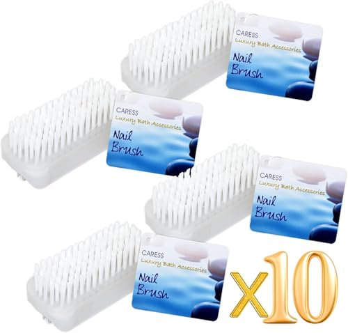 10 Pack Double-Sided Clear Nail Brush - Nail Cleaning and Grooming Tool Scrubbing Brush for Hands Feet Nails