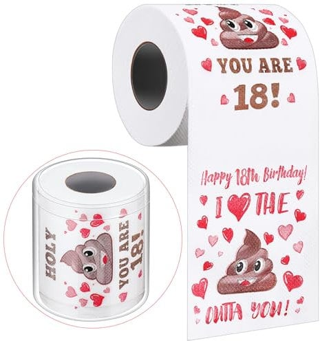 Clabby Lustige Streich-Toilettenpapier-Geburtstagsgeschenke für Frauen und Männer Lustiges Toilettenpapier zum Geburtstag Ideen Scherzgeschenk für Freunde Geburtstag Party Dekorationen(18. Geburtstag)