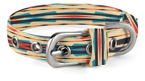 Indianer-Hundehalsband, verstellbar, Edelstahl, D-Ring-Halsband, Oxford-Stoff, Katzenhalsband, Gurt mit Metallschnalle, für kleine, mittelgroße Hunde