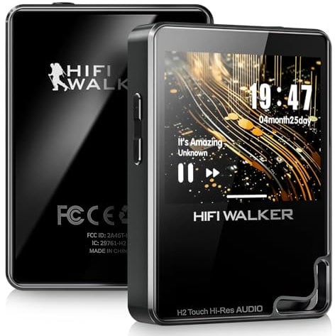 HIFI WALKER MP3 Player mit Bluetooth 5.2, 128 GB MP3-Player Touchscreen, DAC HiFi für verlustfreien Sound – Hochauflösender digitaler Audio-Musikplayer unterstützt DSD und bis zu 512 GB (erweiterbar)