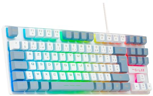 The G-Lab - Keyz Caesium TKL - Clavier Gamer TKL 87 Touches Filaire USB AZERTY, RGB Personnalisable, 15 Macros programmables - Clavier Gaming Compact pout PC/PS4/PS5/XBOX - (Blanc-Gris)