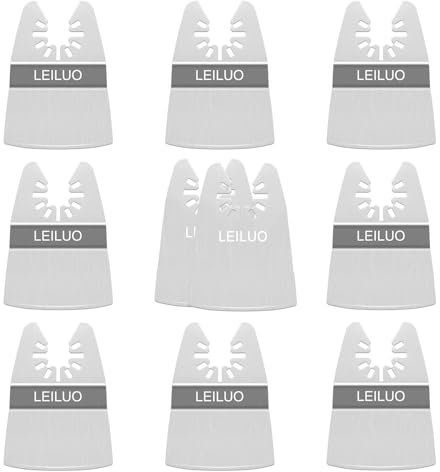 LEILUO Lot de 10 lames oscillantes multi-outils 8 lames trempées et 2 lames flexibles pour enlever le mastic de peinture, compatible avec DeWalt, Makita, Ryobi et plus encore