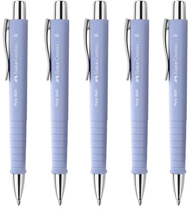 Faber-Castell 205271 - Kugelschreiber Poly Ball Pale Iris, 5 Stück, mit auswechselbarer XB Mine, dokumentenecht