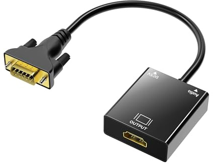 Cableader VGA to HDMI Adapter,VGA Source to HDMI Monitor with Audio Compatible for Computer,Laptop to TV,Black