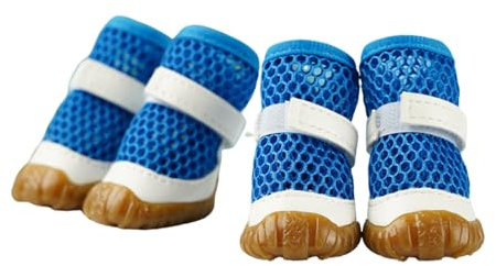 Hundeschuhe für den Sommer, Netzstoff, atmungsaktiv, Pfotenschutz, Outdoor, rutschfest, schmutzabweisend, verbrühungsschutz, 2# (blau)