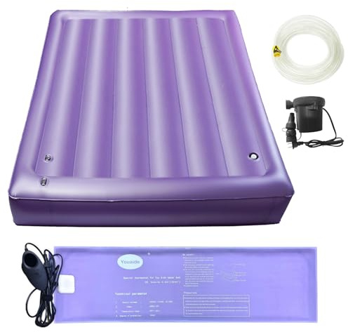 Wassermatratze 50% Mittelwelle, langlebiges PVC-Wasserbett mit Luftpumpe, Wasserschlauch und Heizung, bequem und faltbar, ergonomisches Design (Full - 54 x 75 Zoll)