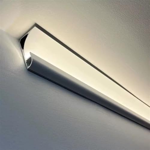 Stuckleisten Decke LED 1 M Lange DIY-Sockelleisten-LED-Beleuchtung, 1–15 Packungen Profil-Aluminium-LED-Diffusorkanal Für LED-Streifenlichter, Indirekte Beleuchtung Und Für Verstecken Von Drähten(Whit