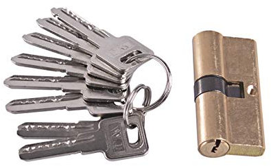 Ymnilian Serrure Porte,Barillet Porte D'entrée 70mm avec 8 clés Thumb Turn Turn Profil Cylindre Loc en Laiton